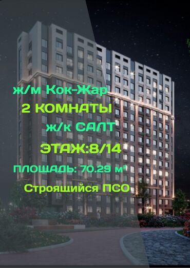 аренда квартира нижний аларча: 2 бөлмө, 70 кв. м, Элитка, 8 кабат, ПСО (өзү оңдоп түзөтүп бүтүү үчүн)