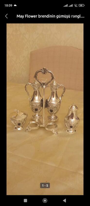 maydadır: May Flower brendinin gümüşü rəngli süfrə dəsti - Klassik üslubda
