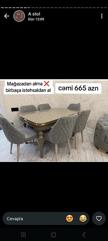 dikd: Qonaq otağı üçün, Yeni, Açılan, Dördbucaq masa, 6 stul — 1