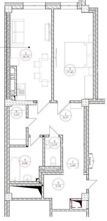 Продажа квартир: 2 комнаты, 64 м², Элитка, 2 этаж, ПСО (под самоотделку)