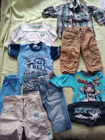 prodaja polovnih decijih stvari: Komplet: Majica, Košulja, Pantalone, 74-80