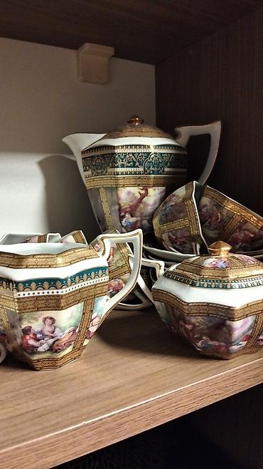 blutut luster: Çay dəsti, rəng - Yaşıl, Farfor — 1