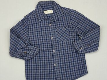 długa koszula w kratę zara: Shirt 3-4 years, condition - Good, pattern - Cell, color - Blue