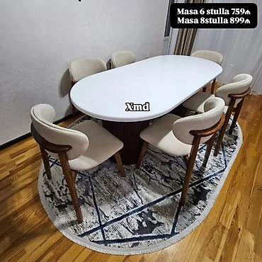 Masa və oturacaq dəstləri: Masa və stul dəsti - Dəst: masa + 6 stul - Forma: oval və ya — 12