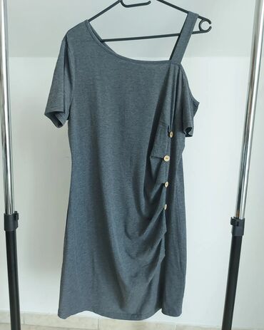 jeftine haljine: L (EU 40), color - Grey, Other style, Short sleeves
