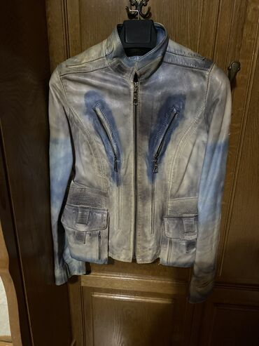 кожаный куртки мужской: Куртка L (EU 40), цвет - Голубой