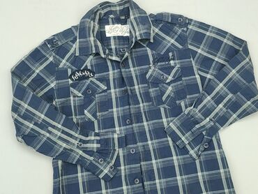 satynowa koszula hm: Shirt 10 years, condition - Good, pattern - Cell, color - Blue