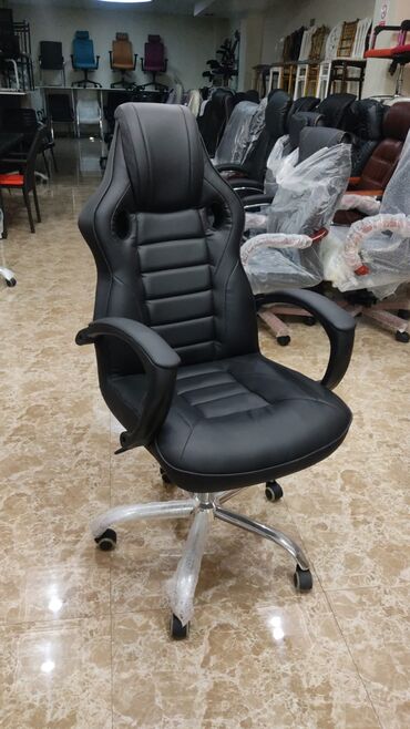 Ofis və oyun kresloları: Yeni, Təkərli, Qolları tənzimlənmir, Dəri — 4
