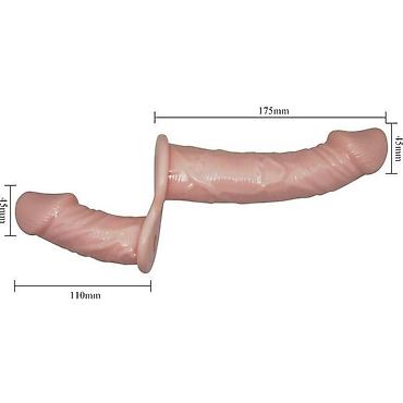 Товары для взрослых: Двойной страпон на женщину с вибрацией и пультом: основная длина 17,5 — 10