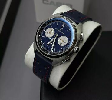 часы мужские механические: Pragani design blue Кожаный ремешок Стекло сапфир Кварцевый механизм с