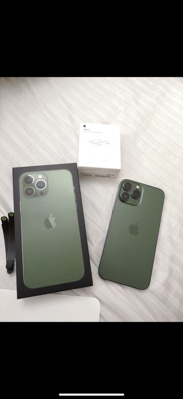 айфон х мах: IPhone 13 Pro Max, Колдонулган, 128 GB, Alpine Green, Заряддоочу түзүлүш, Коргоочу айнек, Каптама, 84 %