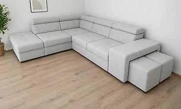 ormar jednokrilni: Ugaona garnitura – modularna, moderna sivi melange - Prostrana L/U — 1