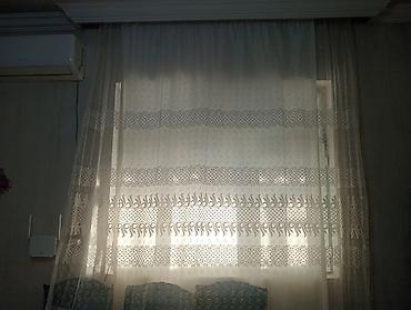 perdeler bakida: Zərif naxışlı tull pərdə dəsti - Rəng: ağ, şəffaf tull - Dizayn — 1