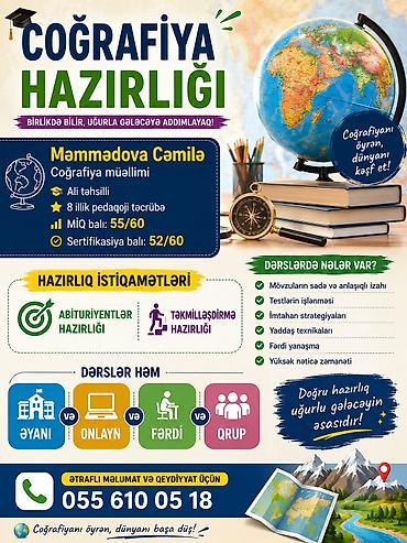 mf 3010 printer: Repetitor, Coğrafiya, Azərbaycan dili, Abituriyent hazırlığı — 1