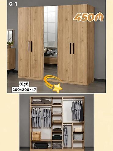 desmal: G_1 paltar dolabı - Material və dizayn: Təbii ağac teksturalı panel — 1