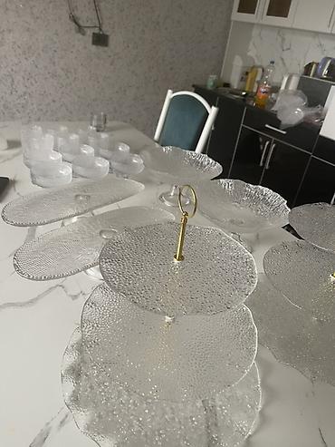 Наборы посуды: Стеклянный набор для сервировки десертов и фруктов, прозрачное — 3