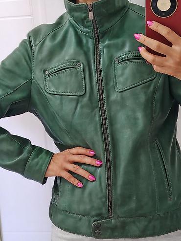 la coste torba: Zelena KOŽNA JAKNA, od prave kože, vel L/XL, odlično očuvana — 2