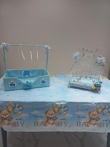 ad gunu dekorlari: Mavi temalı “It’s a Boy” bəzək dəsti – oğlan bebek mərasimləri üçün — 1