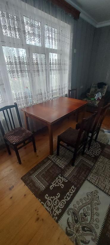 balta: Ağac yemək masası və 4 ədəd stul dəsti. - Material: tam ağac (taxta) — 1