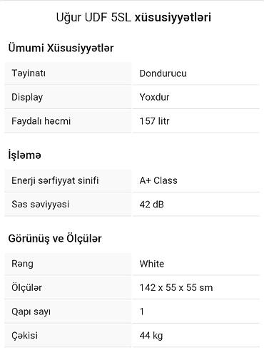 Dərin dondurucular: Dondurucu Uğur Model: UDF 5SL Türkiyə istehsali 5 RƏFLI MODEL — 13