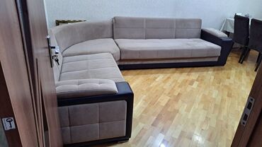 ev üçün qapilar: Künc divan dəsti - Forma: L-şəkilli, 3 hissədən ibarət (iki uzun