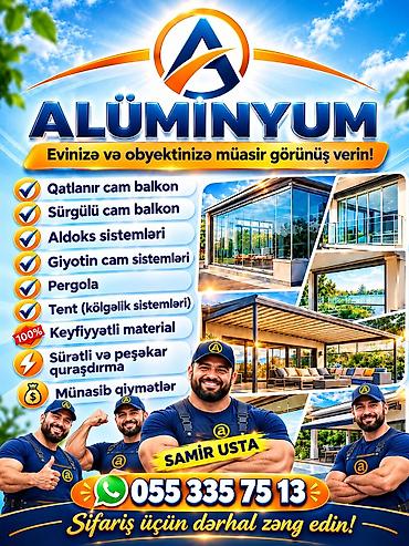 polikarbonat dam örtükləri: Cam Balkon, Duş Kabina, Aliminum qapi pencere hazirlanmasi zövgle — 1
