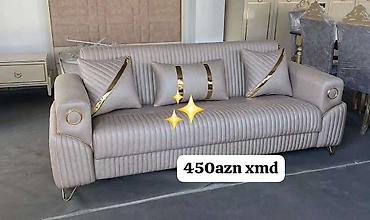 quxna divan: Zərif dizaynlı 3 nəfərlik divan - Rəng: açıq bej - Material: yumşaq — 1
