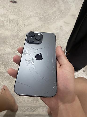 15 pro ma: IPhone 14 Pro Max, Б/у, 256 ГБ, Black Titanium, Защитное стекло, 80 % — 1