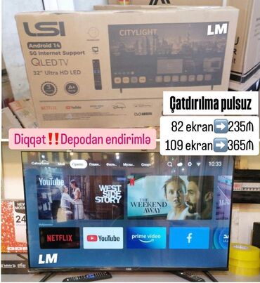 продаю айфон 6: 💥 _*LSI*_ *SMART TV* _ *32 düym ➡️82sm :235₼*