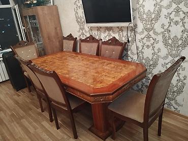 qabaq stolları: Qonaq otağı üçün, İşlənmiş, Açılmayan, Oval masa, 8 stul — 1