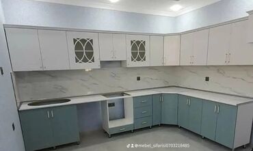 Sifarişlə mətbəx mebeli: Sifarişlə mətbəx dəsti, Özü çəkən petlələr, MDF, Kredit yoxdur, Pulsuz çatdırılma, Rayonlara çatdırılma — 22