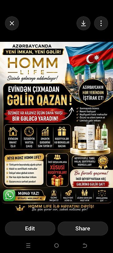 uğur: HOMM Life – Azərbaycanda yeni imkan! Evdən çıxmadan gəlir qazanmaq və — 1