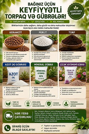 Digər gübrə: 🌱 KERAMZİT • PERLİT • TORF • AZOT • MİNERAL GÜBRƏ SATIŞI — 1