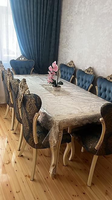 gulle: Qonaq otağı üçün, İşlənmiş, Kvadrat masa, 8 stul — 1
