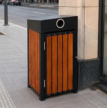 mat: Артикул: MKS-UT-003 Название: Урна парковая с деревянными ламелями — 2