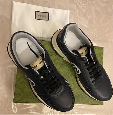 gucci ayaqqabı: GUCCI kişi krossovkası - Rəng: Tünd göy üst, - Loqo“GUCCI” - — 7
