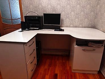 Ofis mebeli: L‑şəkilli ofis masasının dəsti Qiymet ilə razılaşmaq olar - Rəng: ağ — 5