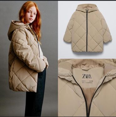гамак качеля: Детская стёганая куртка пуховик ZARA с капюшоном - Размер: 6–7 лет