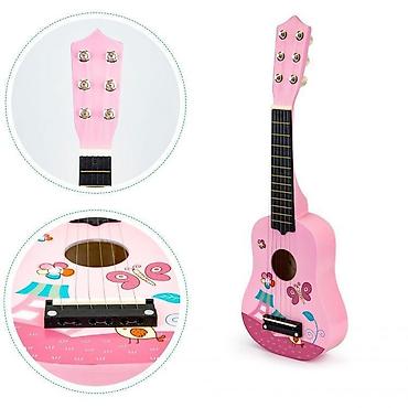 tech komplet: Drvena gitara za decu sa metalnim žicama – pink (ECO TOYS) Šifra: FO18 — 4