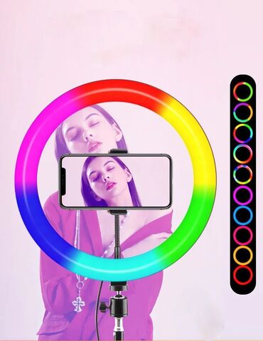 Другие аксессуары для мобильных телефонов: Цветная кольцевая лампа MJ33 RGB LED SOFT RING LIGHT D=33 см