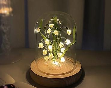 led лампа: Декоративный светильник «Ландыши» под стеклянным колпаком - — 1