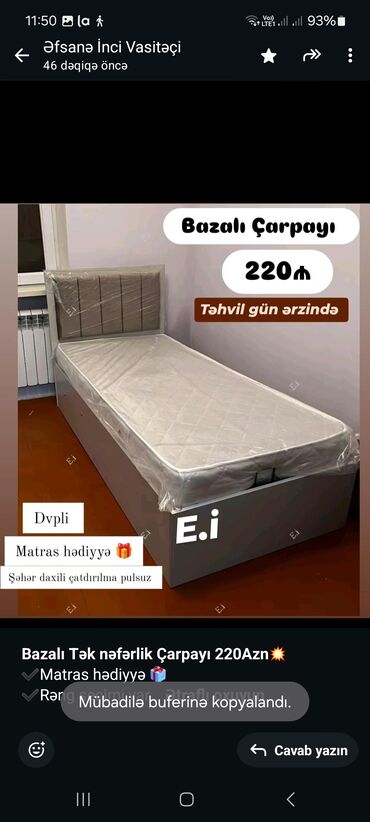 Sifarişlə divanlar: Birnəfərlik, Bazalı, Pulsuz matras, Siyirməsiz