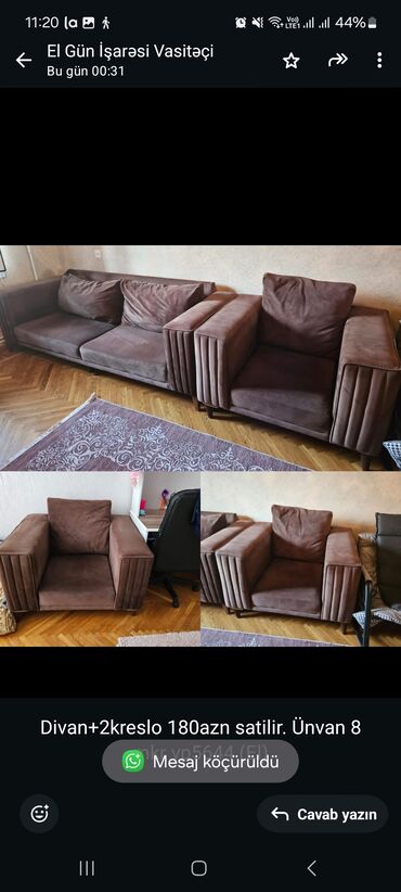 İşlənmiş, Divan, 2 kreslo