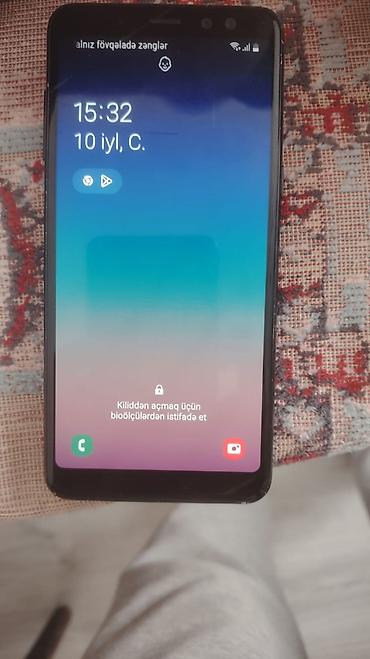 samsung. note 8: Samsung Galaxy A8 2018, 32 GB, rəng - Qara, Barmaq izi, Face ID — 3