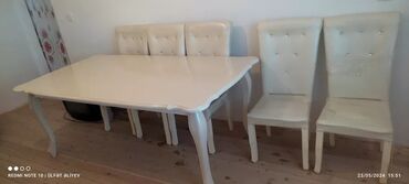 Комплекты столов и стульев: Для гостиной, Б/у, Нераскладной, Прямоугольный стол, 6 стульев, Турция