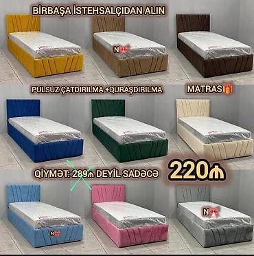 kravati: Tək nəfərlik yumşaq çarpayı bazası və başlıq dəsti. Müasir dizayna — 1