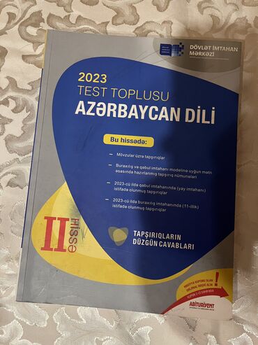 Поло: Azərbaycan dili Test toplusu 2-ci hissə satılır 4azn.İçi təmizdir.1ci