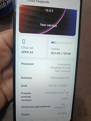 a3 kagiz: Oppo A3, 128 GB, rəng - Qara — 3