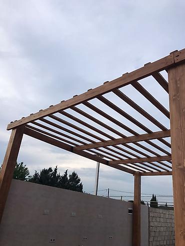 Digər bağ, çöl mebeli: Açıq hava məkanı üçün taxta pergola və terras -Ölçü 6x4 metr - — 4