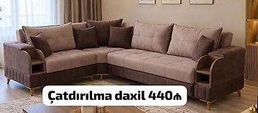 Divan satılır. - L‑şəkilli, iki rəngli (bej və tünd qəhvəyi) yumşaq